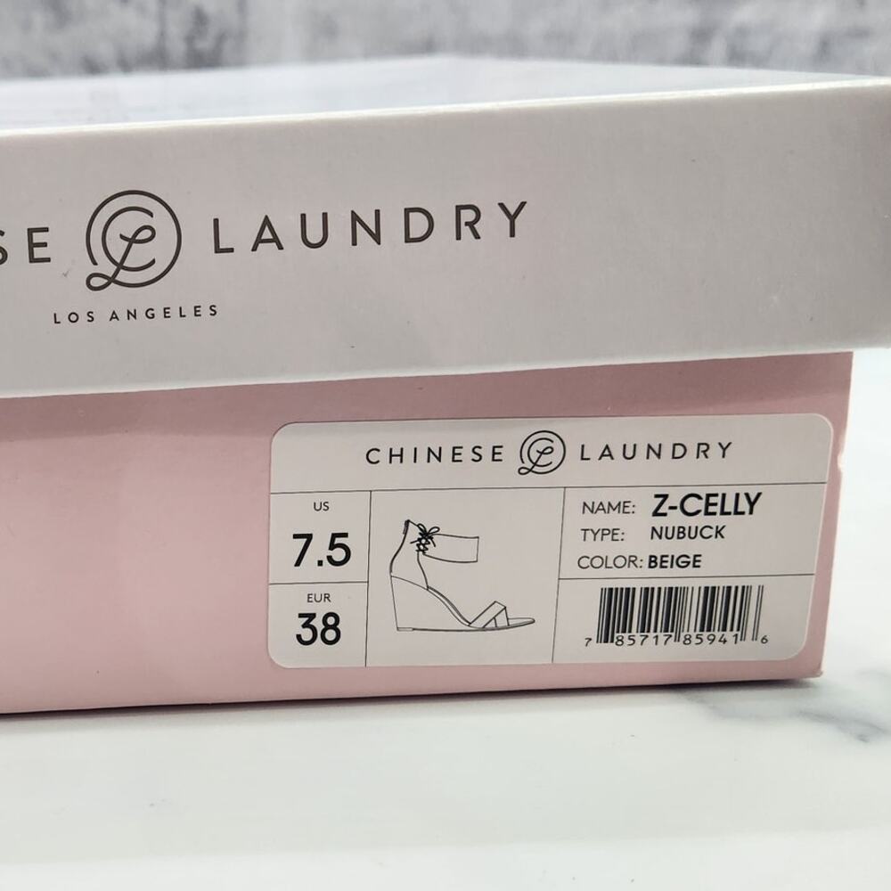 NIB Chinese Laundry Z-Celly Nubuck Beige Round Toe Platform Zip up 7.5 US 38 EU - Picture 4 of 15